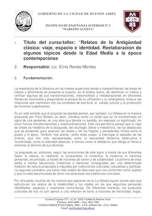 Taller Relatos Antigüedad Clásica