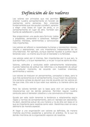 Definición De Los Valores