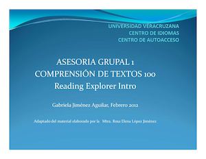 Asesoría Grupal TBAS 100- READING EXPLORER INTRO01