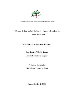 Lendas Da Minha Terra Relatório De Pap