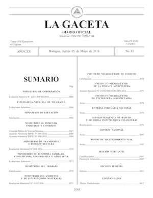 Gaceta No 83 Jueves 05 De Mayo De 2016