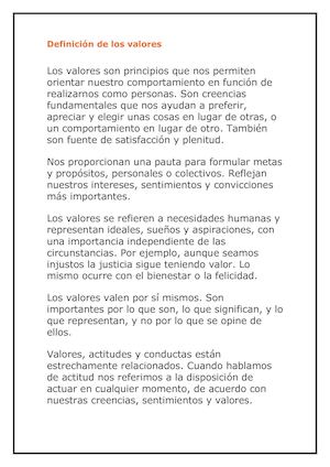 Definición De Los Valores