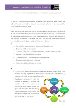 Educación Conectada Plan De Comunicación Externo