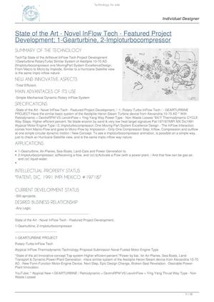 State Of The Art Novel In Flow Tech 1 Gearturbine 2 Imploturbocompressor Pdf