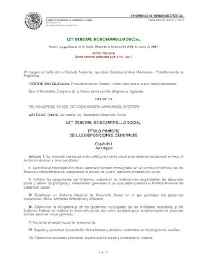 Ley General De Desarrollo Social