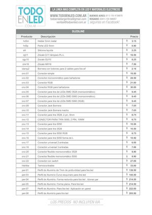 Lista De Precios Accesorios Led