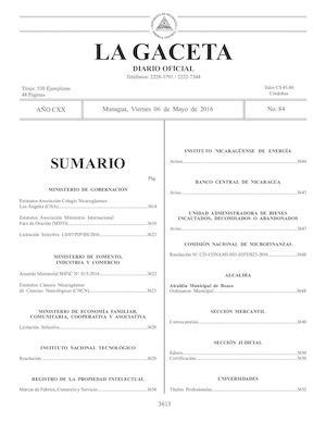 Gaceta No 84 Viernes 6 De Mayo De 2016
