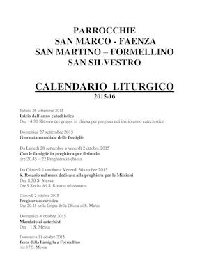 Calendario Liturgico 2015 16 Treparrocchie