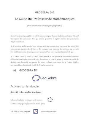 Geogebra 5 056 Le Guide Du Professeur