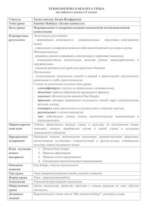 Хуснутдинова Л И Summer Holidays