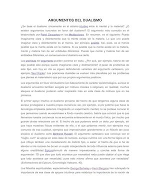 Argumentos Del Dualismo
