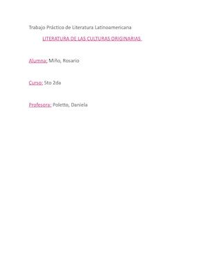 Trabajo Práctico De Literatura Latinoamericana