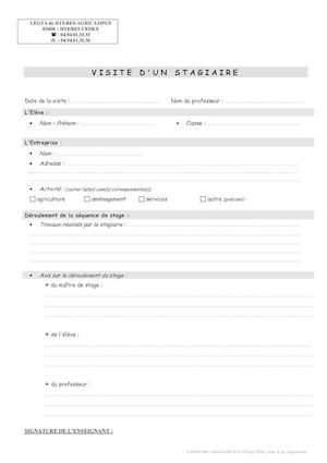 Fiche Visite D Un Stagiaire
