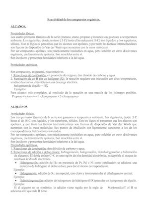 Reactividad De Los Compuestos Orgánicos