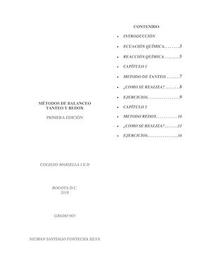 Métodos De Balanceo tanteo y redox