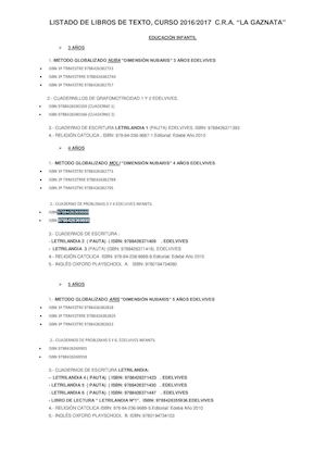 Lista Libros De Texto2016 2017