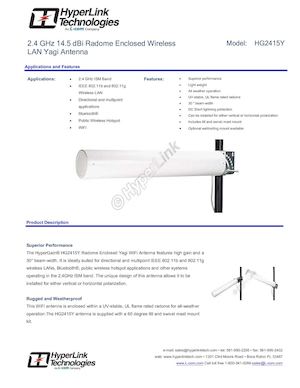 Antena Yagi 14 5d Bi 2 4GHz - Hyperlink Technologies   Modelo (HG2415Y).