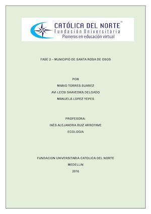 Anteproyecto Ecologia Santa Rosa de Osos