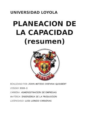 Planeacion De La Capacidad