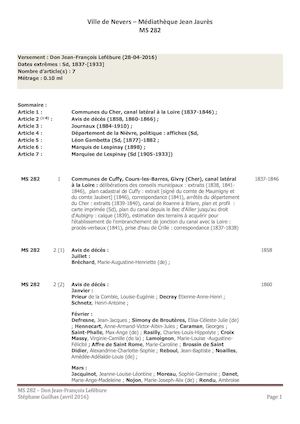 Ms 282 : canal latéral à la Loire, famille de Lespinay