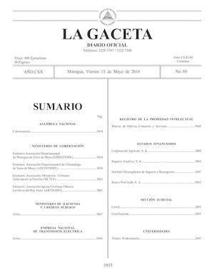 Gaceta No 89 Viernes 13 De Mayo De 2016