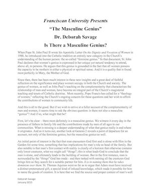 June 2016 Masculine Genius Dr Savage