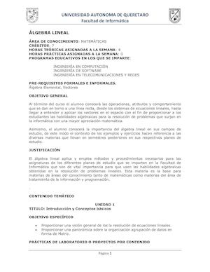 Programa Algebra Lineal