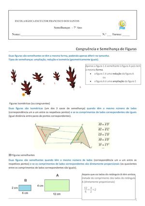 Ficha Sobre Semelhanças