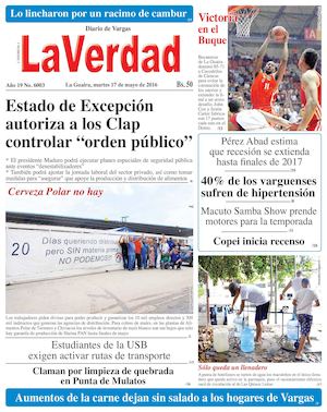 La Guaira, martes 17 de mayo de 2016 Año 19 Noº 6003