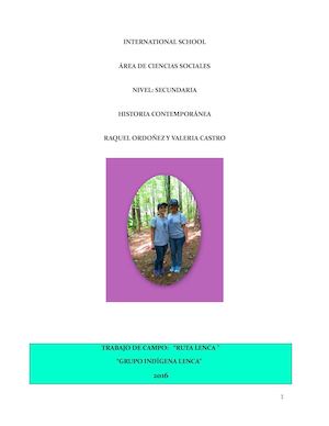 Informe Ruta Lenca, hecho por : Raquel Ordonez Y Valeria Castro