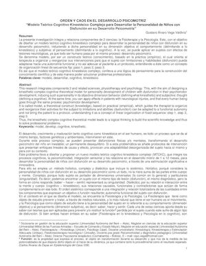 ORDEN Y CAOS EN EL DESARROLLO PSICOMOTRIZ