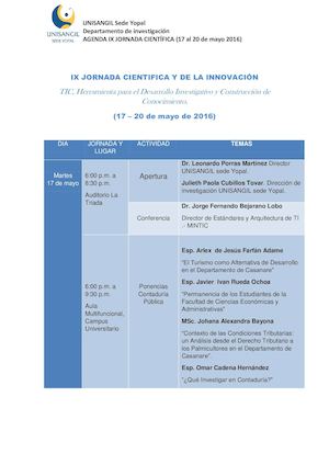 Programación Ix Jornada Cientifica y de la Innovación - Enfermeria