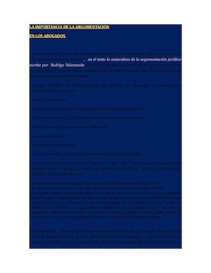 La Importancia De La Argumentacion