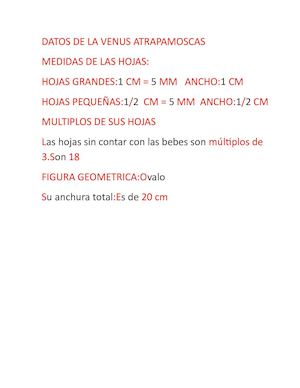 Datos De La Venus Atrapamoscas