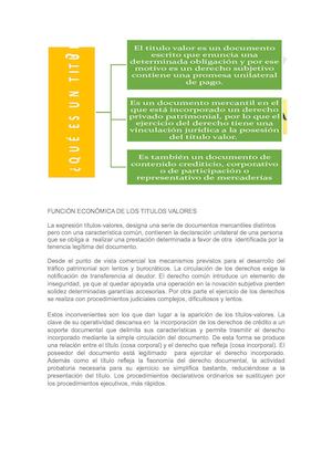 Funcion Economica De Los Titulos Valores