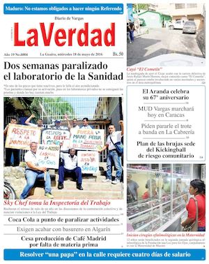 La Guaira, miercoles 18 de mayo de 2016 Año 19 Noº 6004