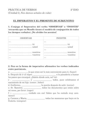 Imperativo Y Presente De Subjuntivo