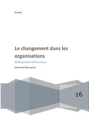 Bibliographie Changement Organisationnel (Le)