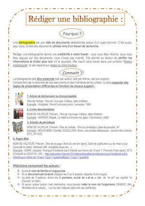Rédiger Une Bibliographie Collège