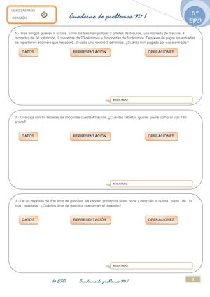 Cuaderno Problemas 6º Epo Nº 1