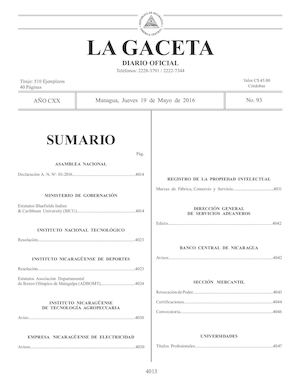 Gaceta No 93 Jueves 19 De Mayo De 2016