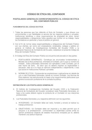 Codigo De Etica Del Contador