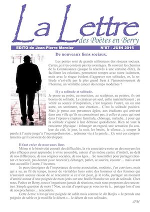 Letttre des Poètes en Berry juin 2016