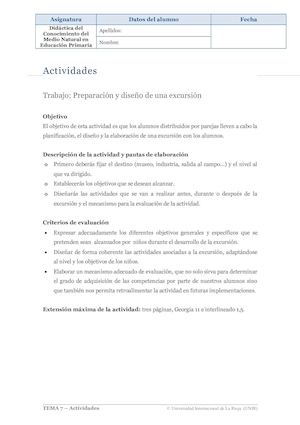 Diseño De Excursión Tema 7