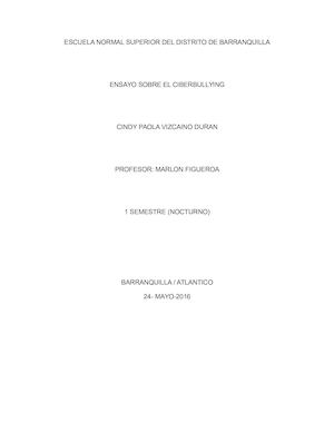 Ensayo  SOBRE LA PELICULA CIBERBULLYING