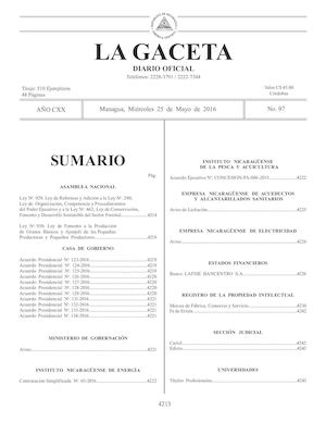 Gaceta No 97 Miércoles 25 De Mayo De 2016
