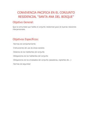 Convivencia Pacifica En El Conjunto Residencial “Santa Ana Del Bosque