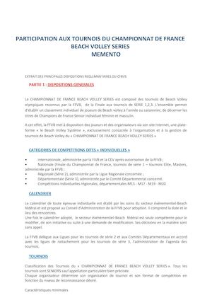 Mémento Règlement CFBVS