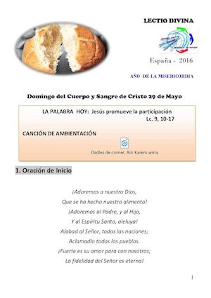 Lectio Divina domingo del Corpus Christi