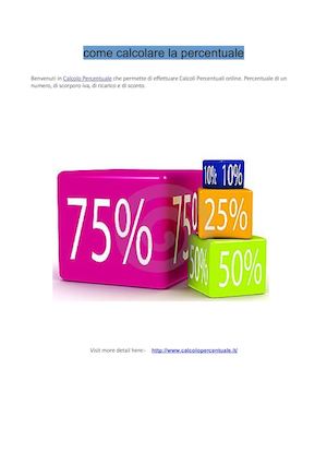 Come Calcolare La Percentuale
